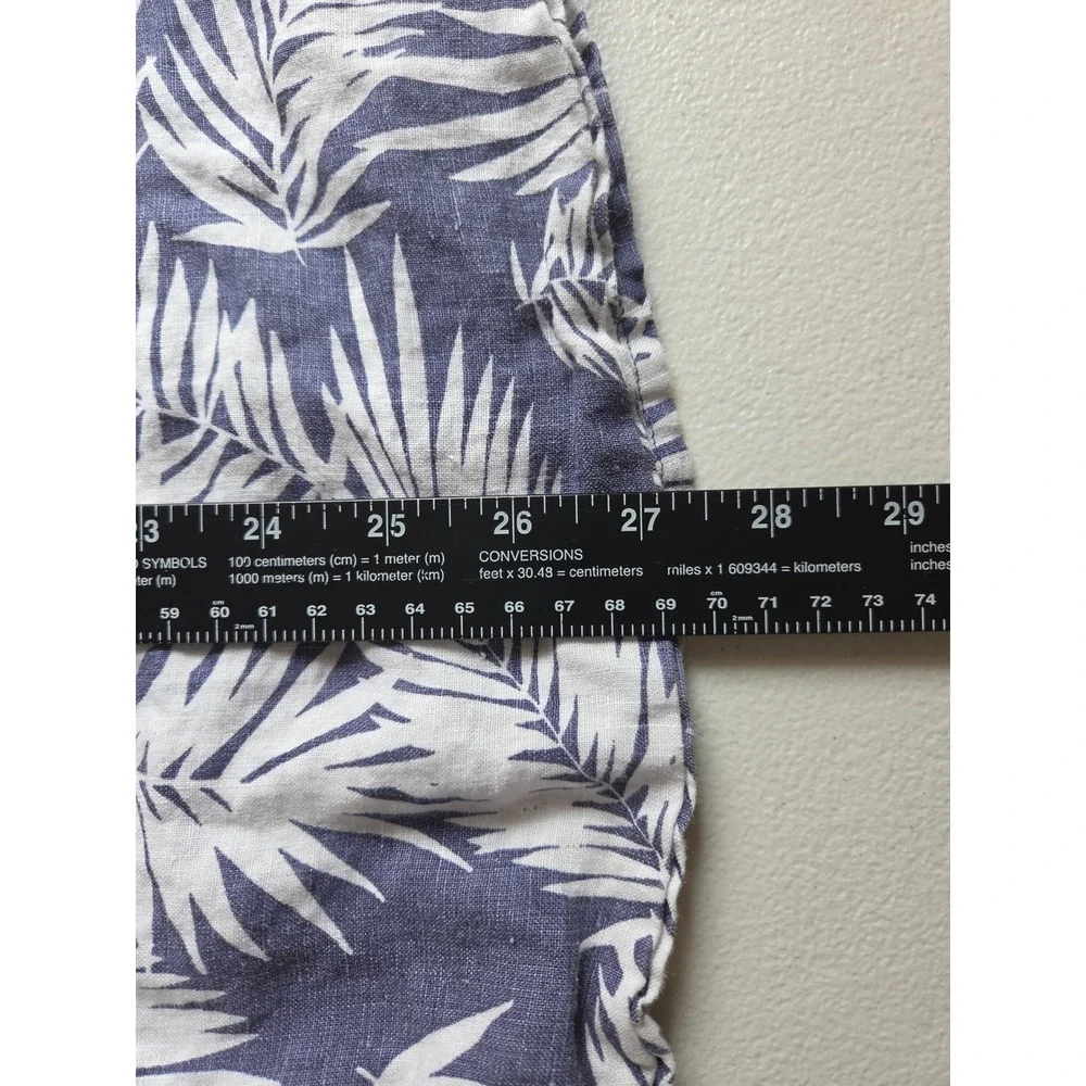 Banana Republic Mens Blue White Linen Palm Leaf Camden Standard Fit Shirt Large